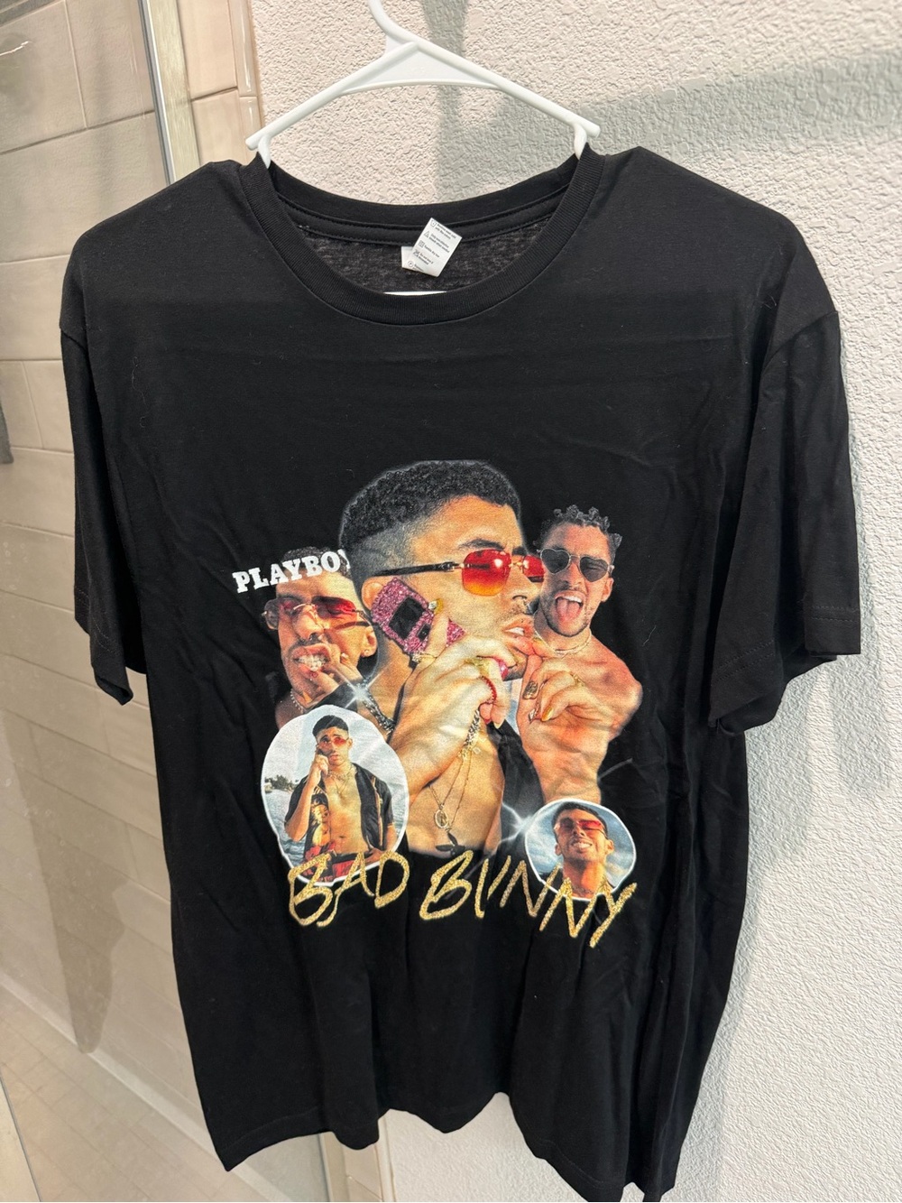 Bad Bunny Black Graphic Tee - Playboy Inspired